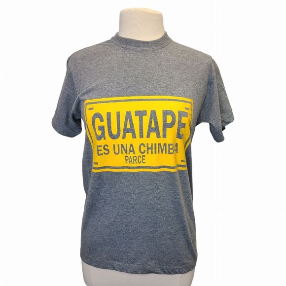 Guatape Es Una Chimba Parce Colombia Grey Yellow Short Sleeve Cotton Tshirt M - Picture 8 of 16